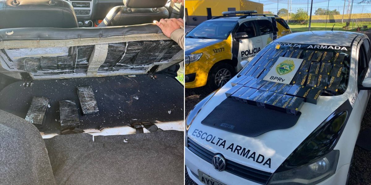 PRE apreende 50 celulares contrabandeados escondidos em carro plotado de escolta armada na BR-277