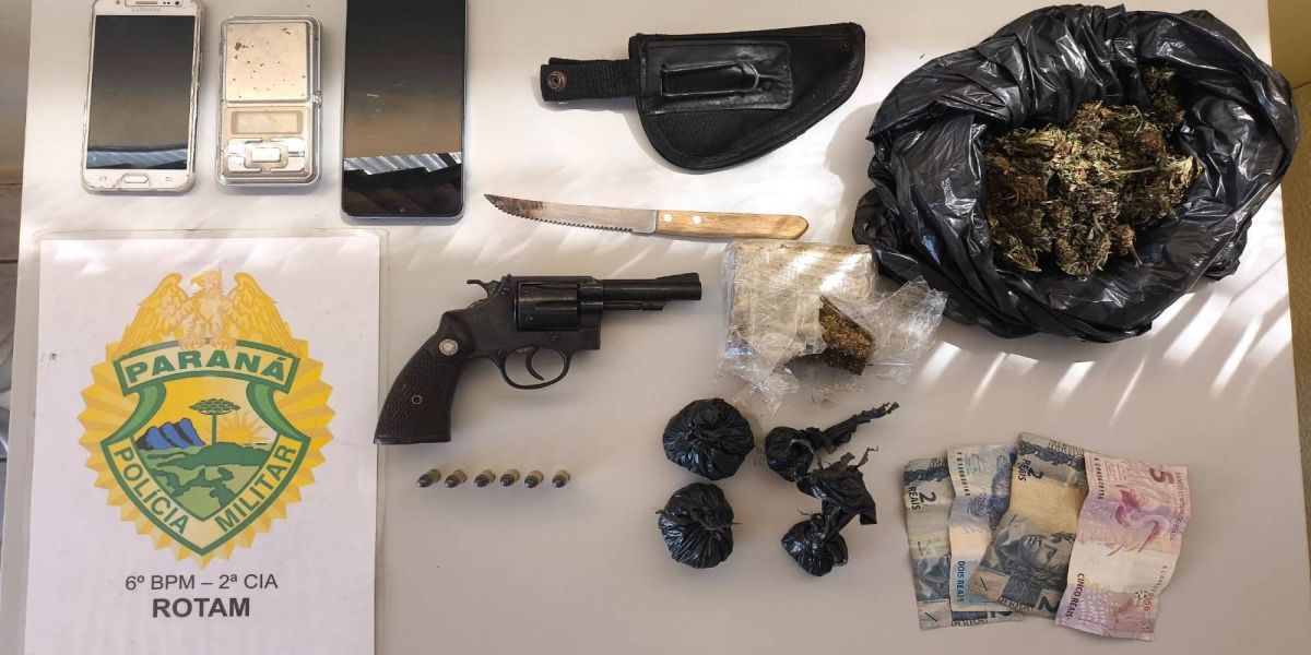 Casal é preso com arma de fogo e drogas durante operação da ROTAM em Catanduvas