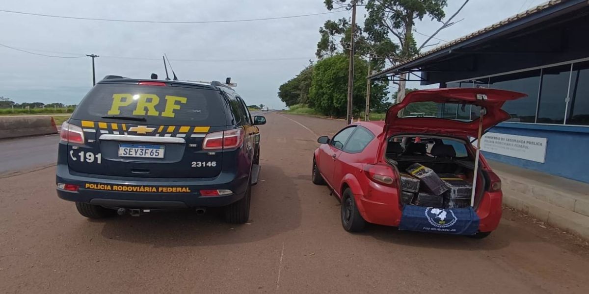 PRF apreende quase 100 quilos de maconha em abordagem na BR-163 em Lindoeste