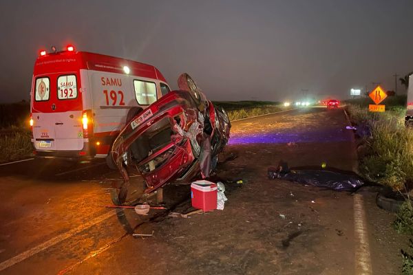 Homem morre em capotamento na BR-163, no distrito de Sede Alvorada em Cascavel