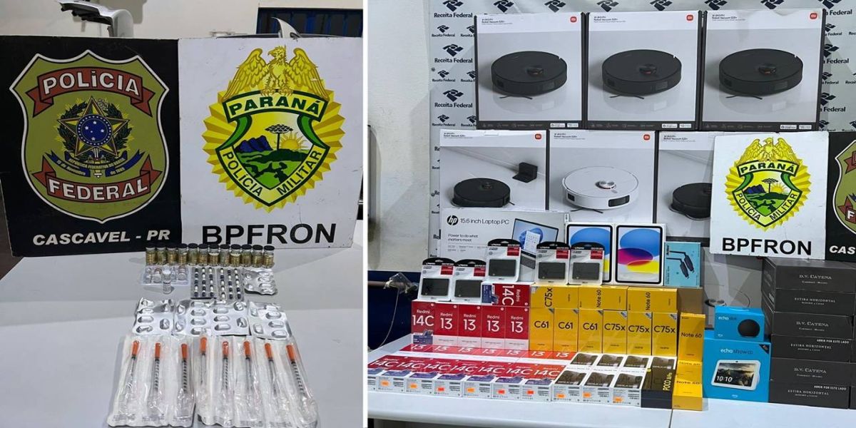 BPFRON apreende veículo com mercadorias estrangeiras e anabolizantes em Santa Tereza do Oeste