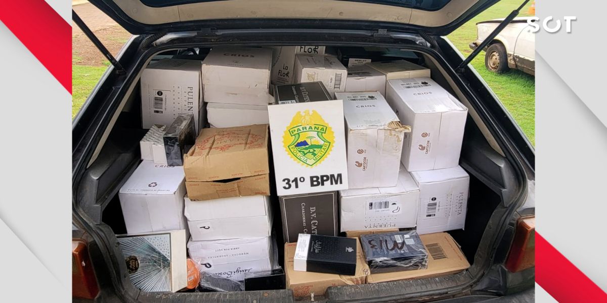 Carga de produtos estrangeiros apreendida em Corbélia após abordagem policial