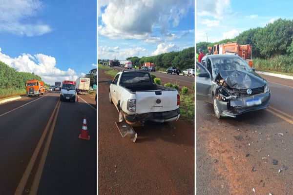 Colisão traseira deixa três vítimas feridas e causa interdição parcial na rodovia BR-369 em Corbélia