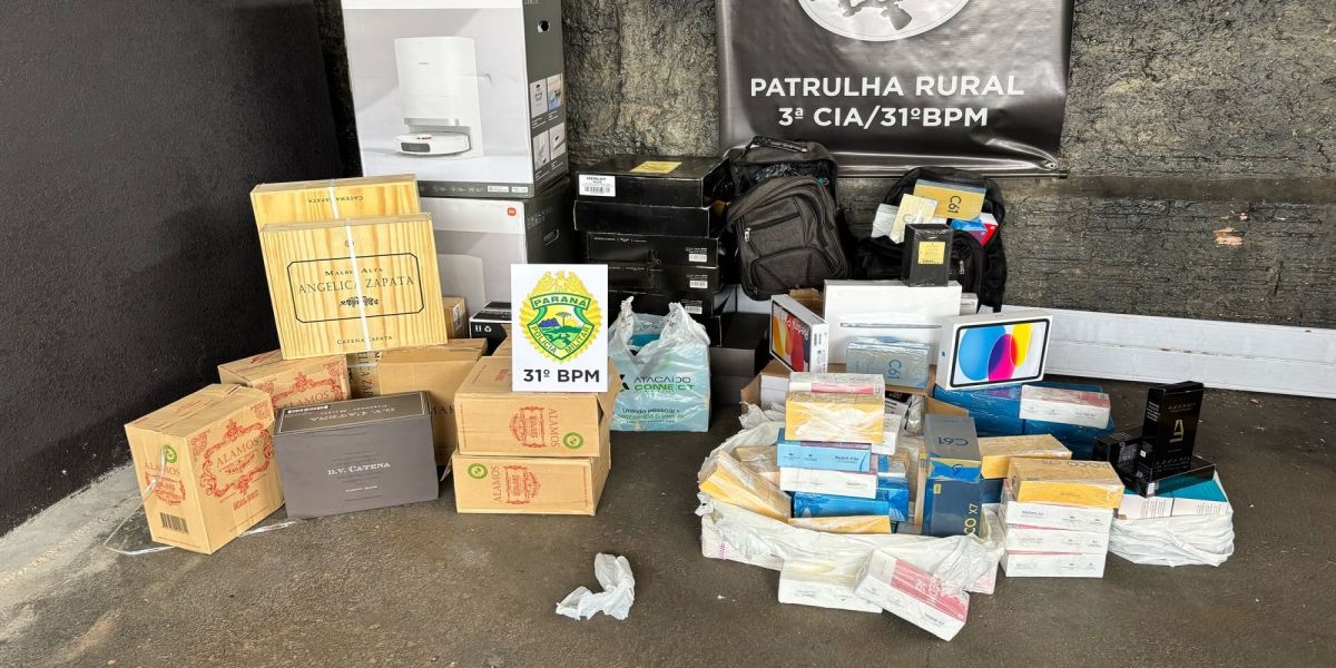 Polícia Militar apreende veículo com R$ 80 mil em mercadorias contrabandeadas em Corbélia