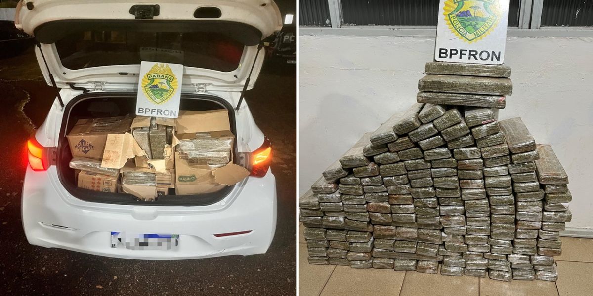 Veículo com 150 quilos de maconha é apreendido pelo BPFRON na BR-277 em Medianeira