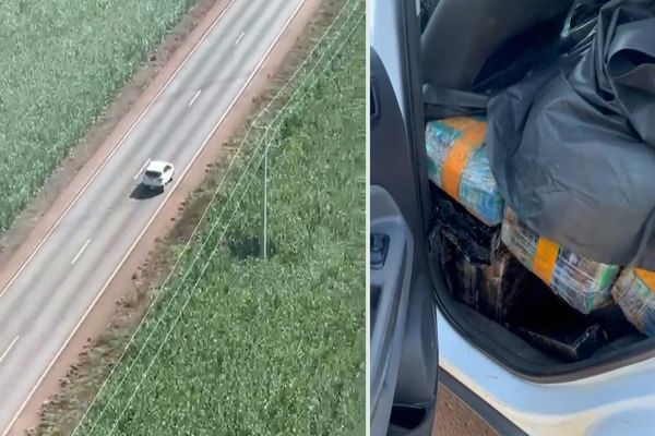 Helicóptero do BPMOA auxilia em apreensão de veículo carregado com drogas em Toledo
