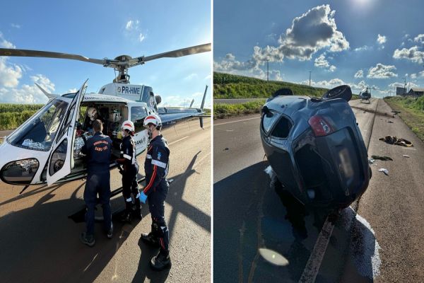 Capotamento na BR-163 mobiliza equipes de socorro e deixa motorista ferido