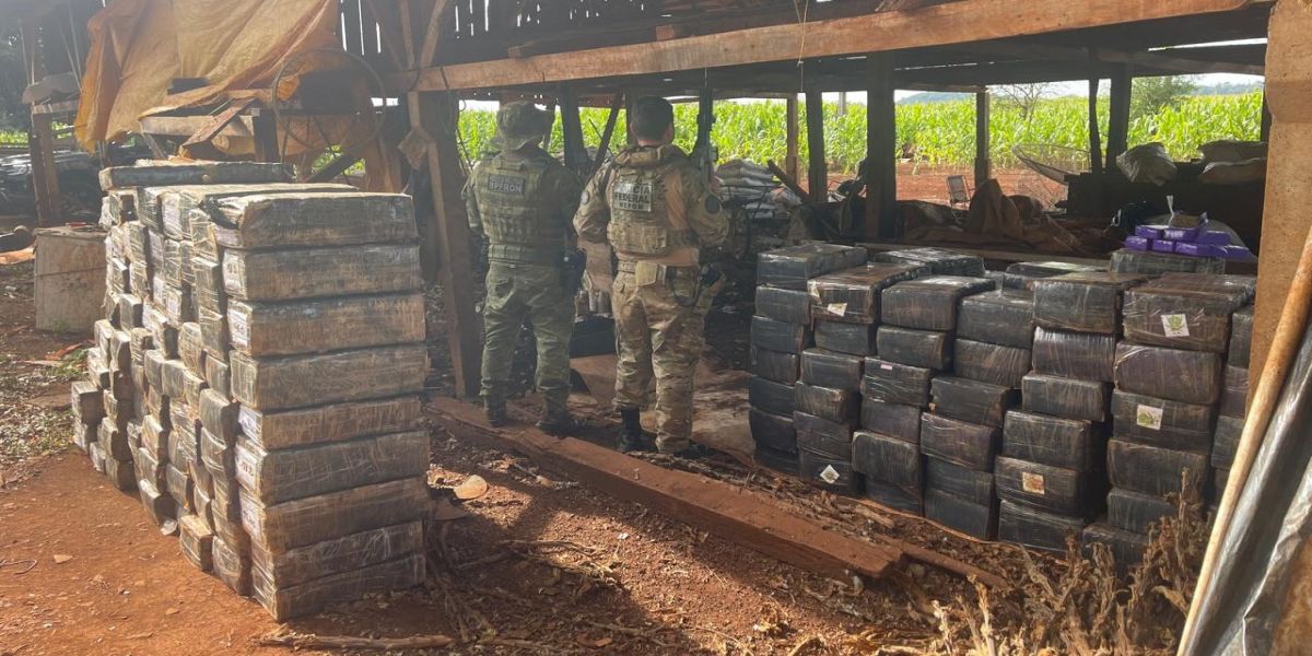 PF e PM estouram galpão com mais de 2,7 toneladas de maconha no Interior do Paraná