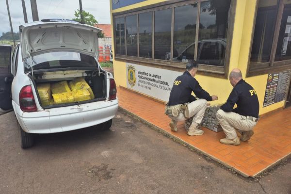 PRF apreende quase 300 quilos de maconha em veículo, na BR-163, em Marechal Cândido Rondon