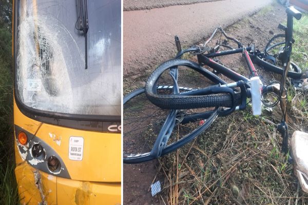 Imagem referente a notícia: Ciclista  de 34 anos perde a vida após forte colisão com Ônibus na PR-585 em Toledo