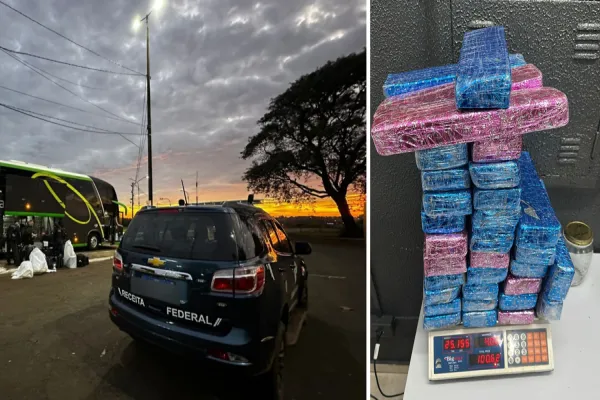 Foto relacionada a notícia: Receita Federal encontra 25 kg de maconha em ônibus de linha na BR-277, no oeste do Paraná