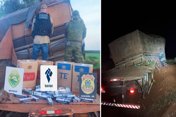 Caminhão com 500 caixas de cigarros paraguaios é apreendido após perseguição na BR-467 em Cascavel