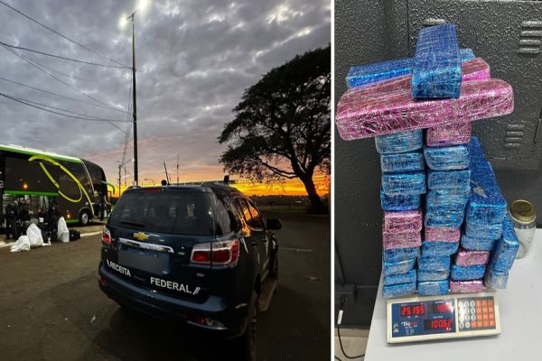 Receita Federal encontra 25 kg de maconha em ônibus de linha na BR-277, no oeste do Paraná