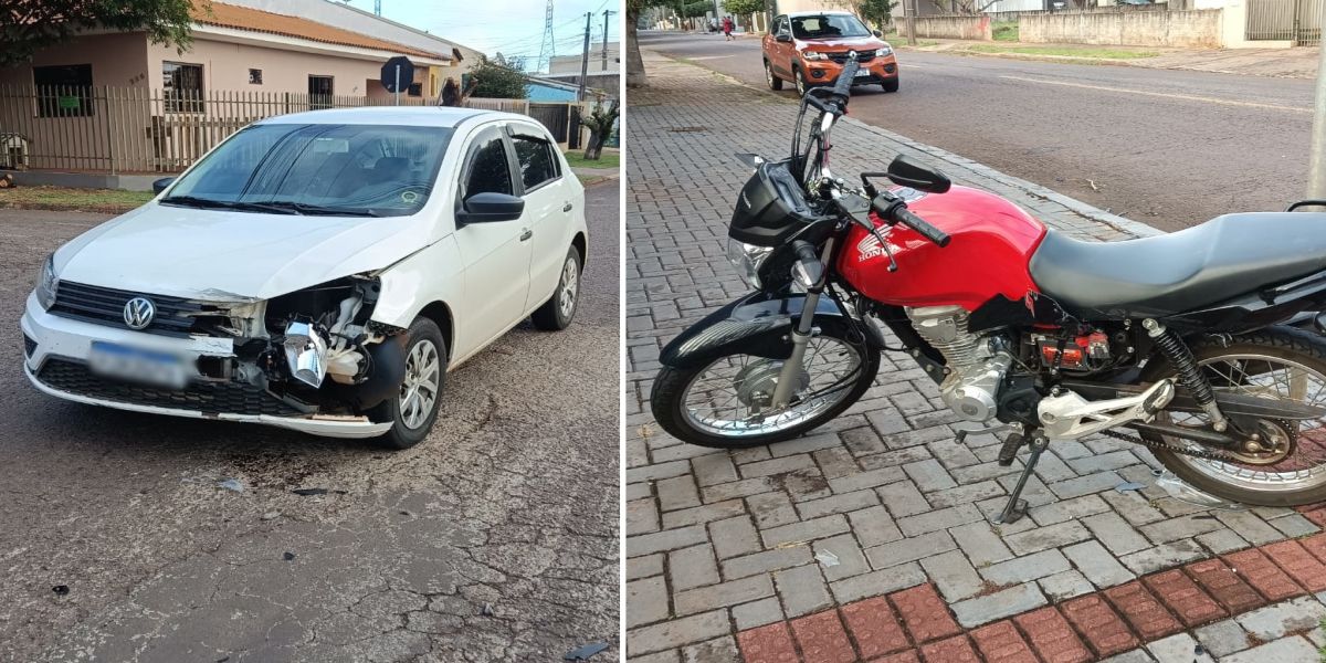 Colisão entre moto e carro deixa condutora ferida no Bairro Parque Verde em Cascavel