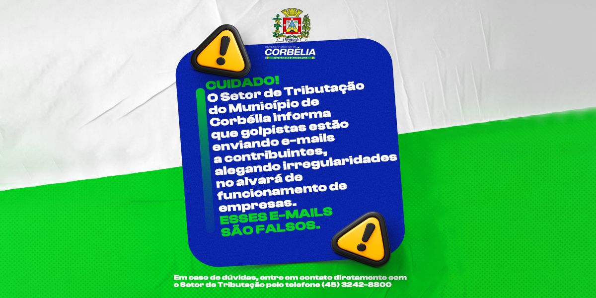 Golpistas usaram e-mails falsos para aplicar golpe com alvarás em Corbélia