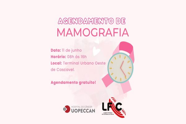 Imagem referente a notícia: Uopeccan realiza agendamento gratuito de mamografias no Terminal Oeste de Cascavel
