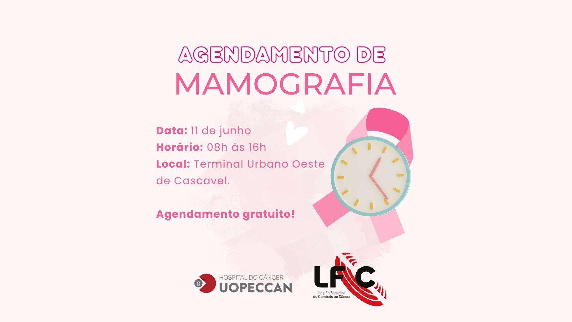 Uopeccan realiza agendamento gratuito de mamografias no Terminal Oeste de Cascavel