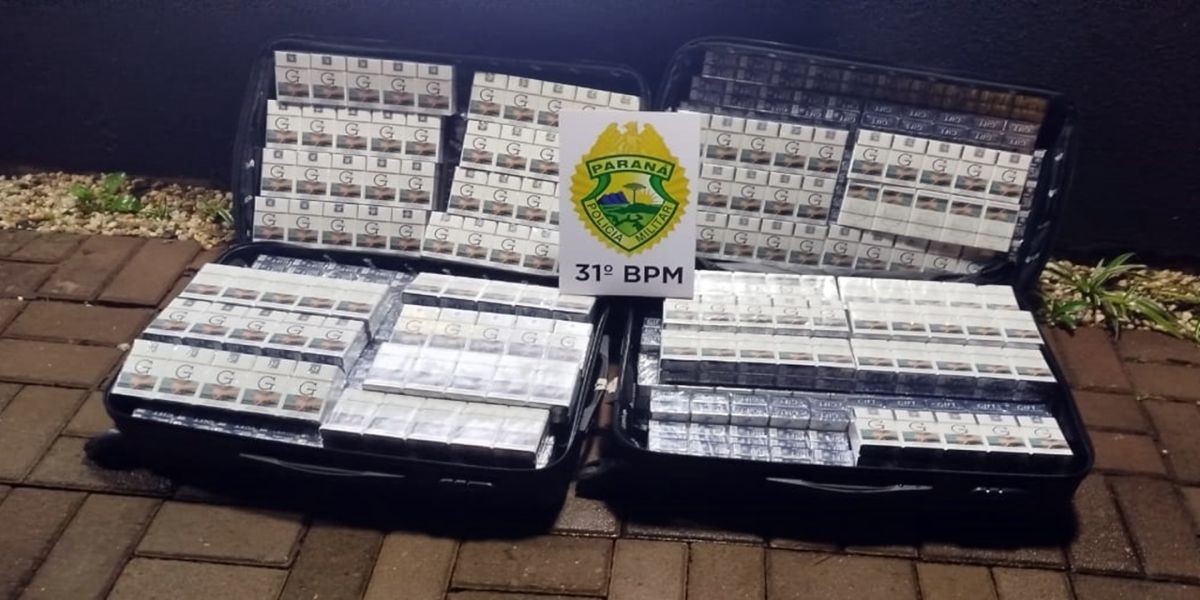 Passageiro é flagrado com malas recheadas de cigarros contrabandeados em Corbélia