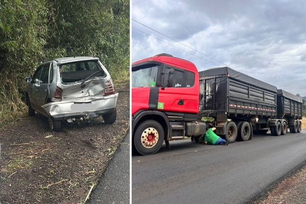 Imagem referente a notícia: Colisão traseira entre dois veículos é registrada na PRC-497 em MCR