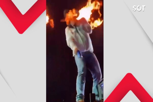 Chamas no palco: cantor Léo, da dupla com Raphael, sofre queimaduras durante show em rodeio