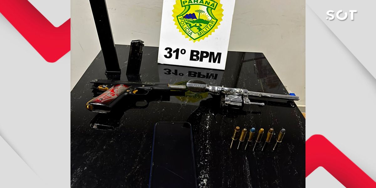 Passageiro é preso com armas ilegais durante abordagem da Patrulha Rural na BR-369 em Corbélia