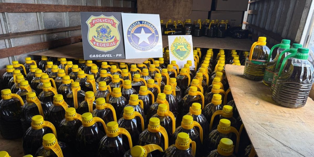 Receita Federal apreende 5 mil litros de azeite contrabandeado em Lindoeste, no oeste do Paraná