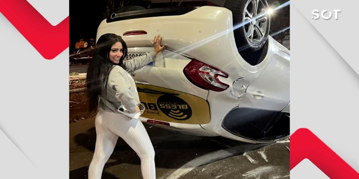Miss Capote: Jovem capota carro com dois cachorros, sai ilesa e viraliza nas redes sociais