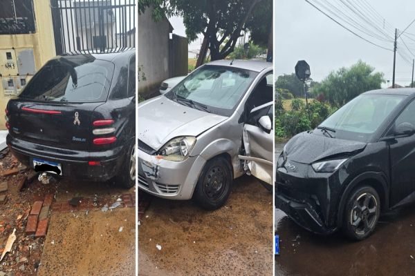 Três veículos se envolvem em acidente na Rua Osvaldo Dall'oglio, em Cascavel