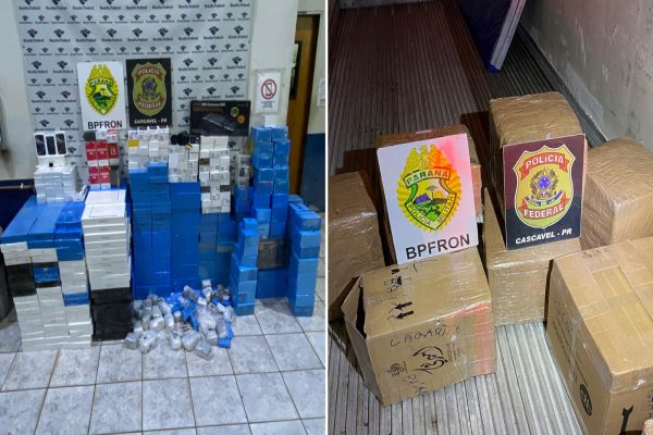 Imagem referente a notícia: Carga milionária de eletrônicos é apreendida em operação conjunta na BR-277, no Oeste do Paraná