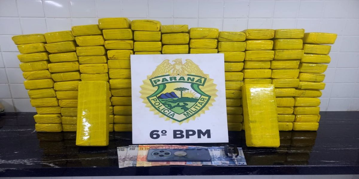 Condutor imprudente é flagrados com 110 kg de maconha em ação da PM na BR-277 no bairro XIV de Novembro