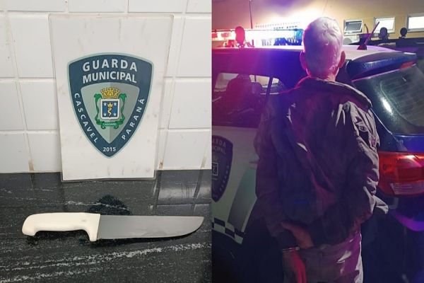 Homem é detido pela GM após agredir a ex-companheira com faca em Cascavel
