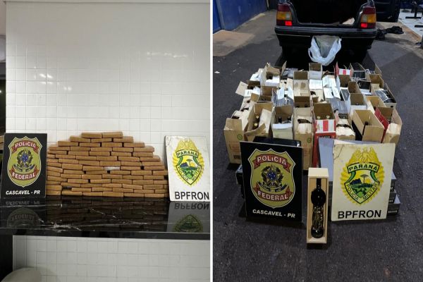 Imagem referente a notícia: Operação conjunta do BPFRON e da Polícia Federal intercepta mais de 40 kg de maconha e mercadorias contrabandeadas na BR-277