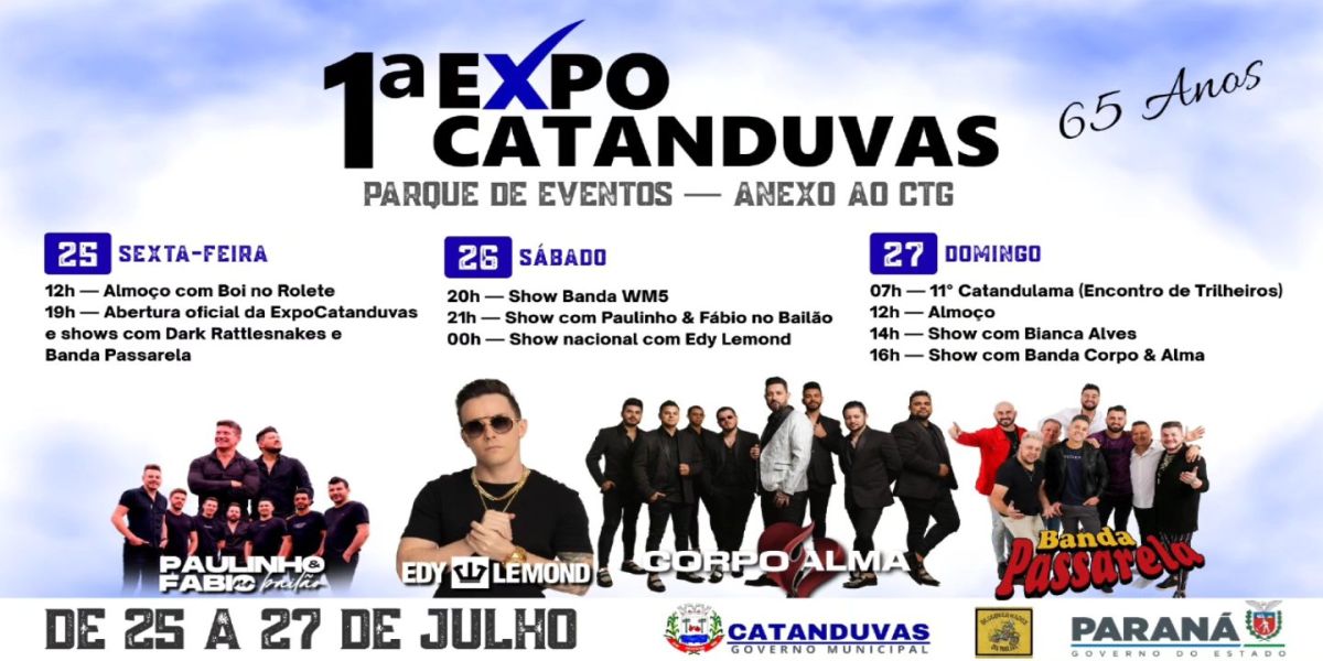 ExpoCatanduvas promete agitar a cidade com três dias de festa pelos 65 anos do município