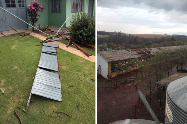 Imagem referente a notícia: Vendaval causa destruição em Santa Helena e deixa propriedades rurais sem energia