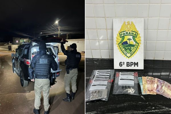 Imagem referente a notícia: Movimentação suspeita leva PM a flagrar tráfico de drogas em residência no bairro Interlagos, em Cascavel