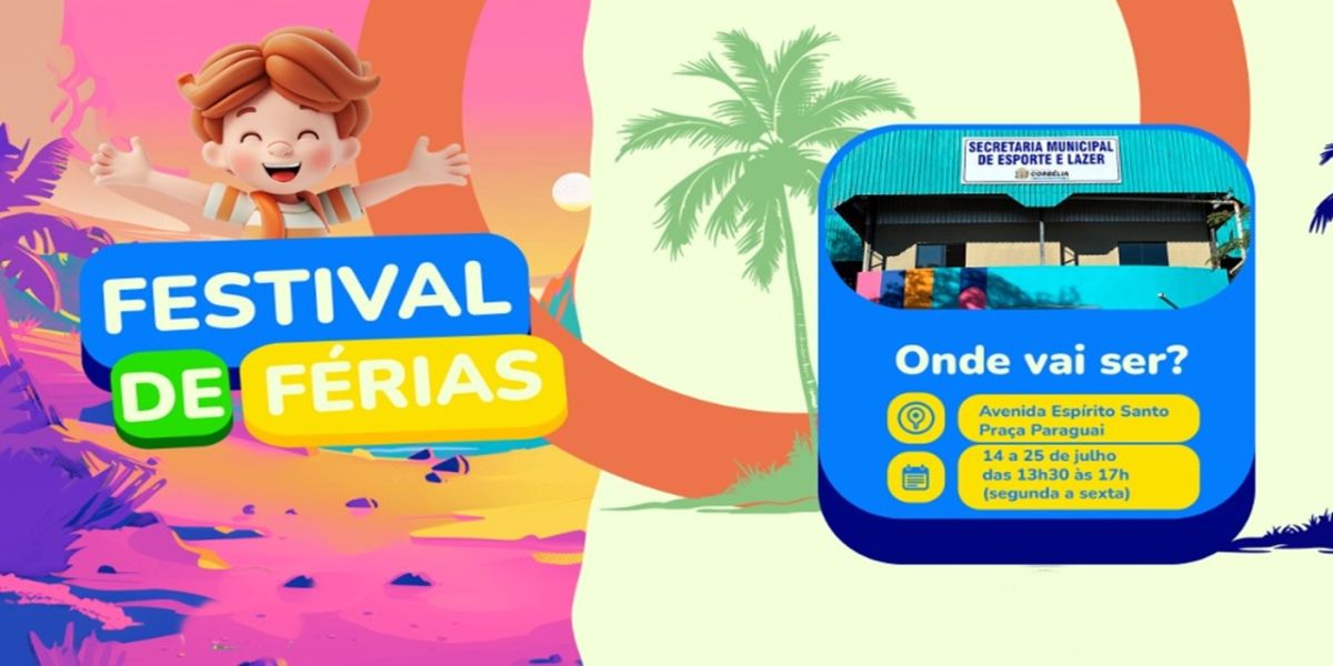 Corbélia terá 1º Festival de Férias com atividades gratuitas para crianças de 6 a 11 anos