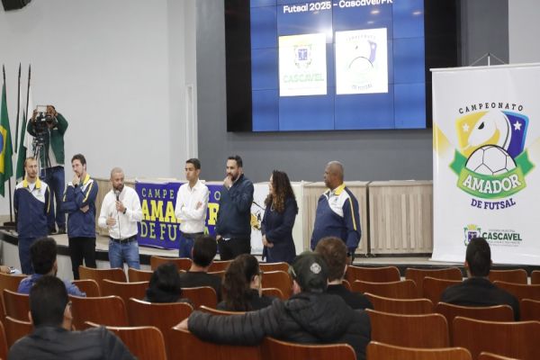 Imagem referente a notícia: Campeonato Municipal Amador de Futsal é lançado em Cascavel com foco na inclusão e solidariedade