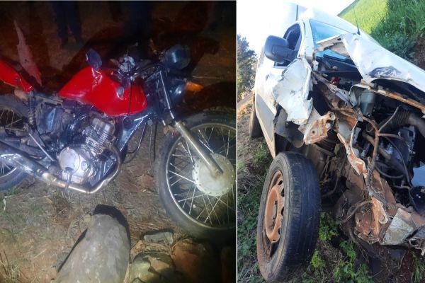 Colisão frontal entre moto e caminhonete deixa um homem morto na PR-471