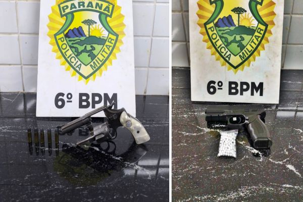 Imagem referente a notícia: Homem é preso com arma na cintura e outro é detido com simulacro após ameaça contra mulheres em Cascavel