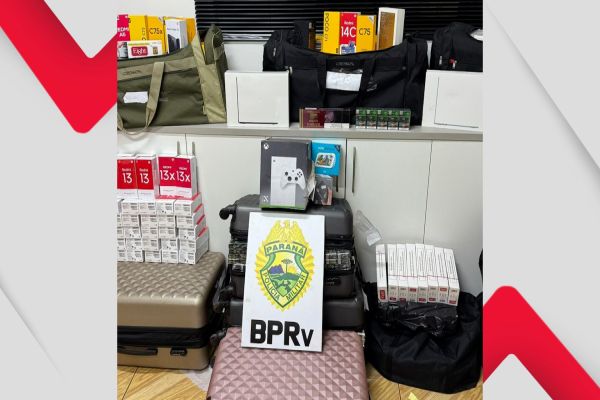 Imagem referente a notícia: Mercadorias irregulares são apreendidas em ônibus na BR-369 em Ubiratã