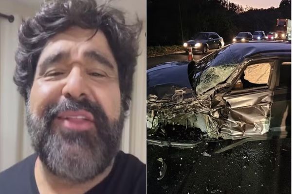 Imagem referente a notícia: Cantor Fabiano, da dupla com César Menotti, capota carro em acidente na BR-040