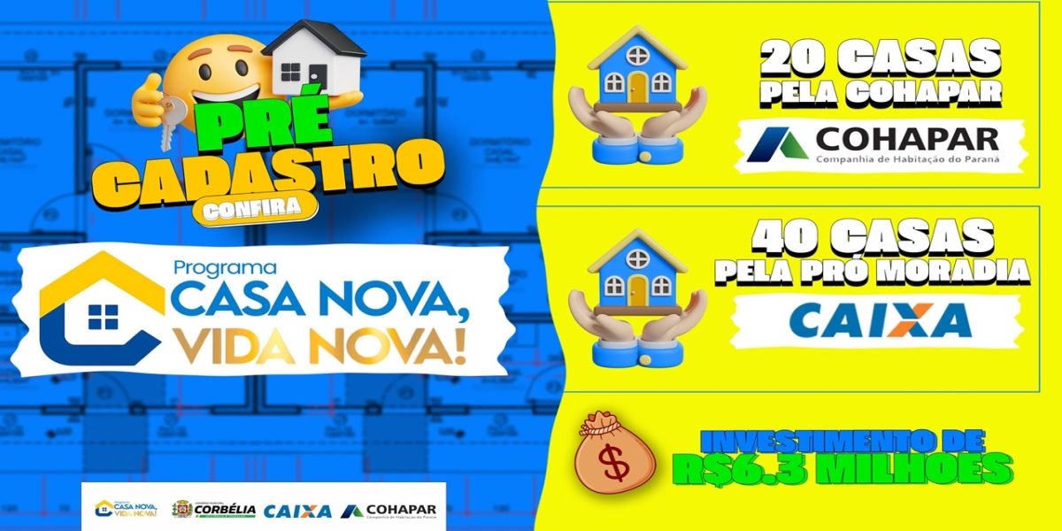 Corbélia inicia inscrições para 60 casas populares no dia 1º de agosto