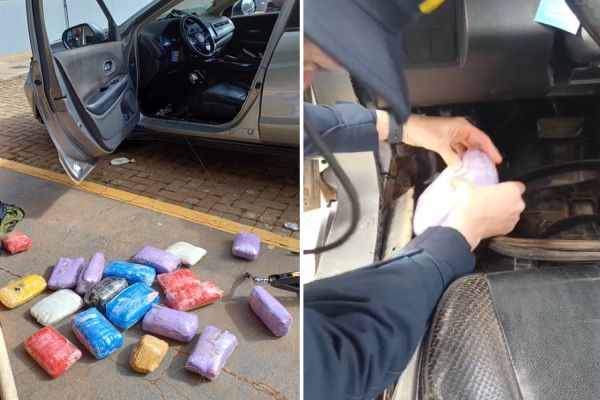 Imagem referente a notícia: PRF encontra quase 10 kg de skunk escondidos em carro paraguaio no Paraná
