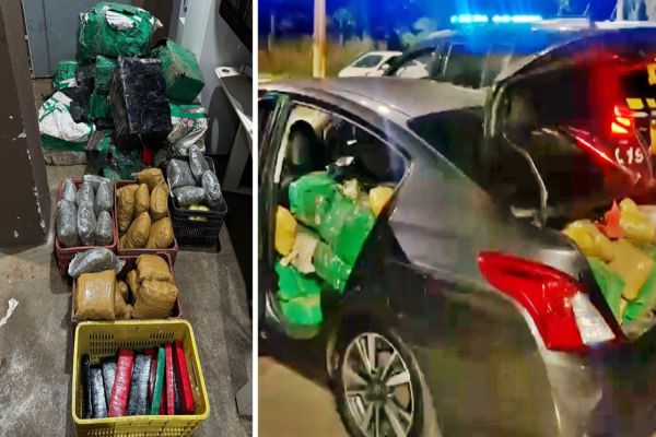 PRF apreende mais de meia tonelada de maconha e carro roubado em Santa Terezinha de Itaipu