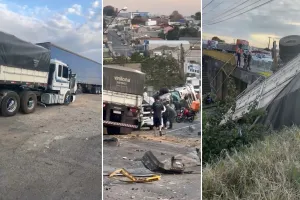 Carreta desgovernada causa acidente com 8 veículos e deixa 16 feridos na BR-376 em Ponta Grossa