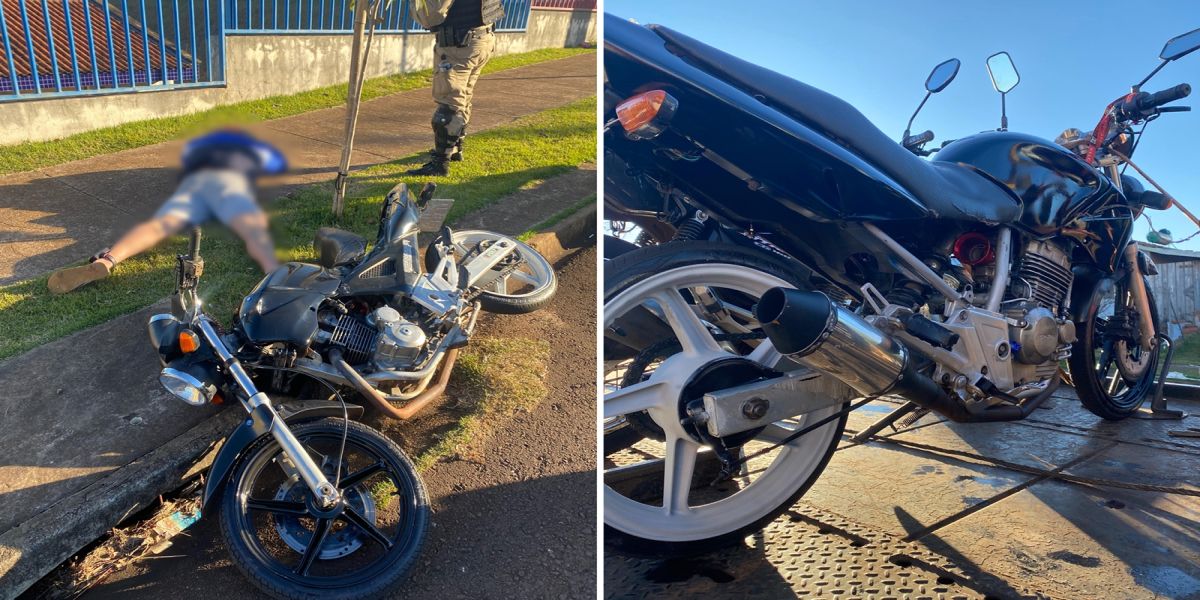 Condutor não habilitado foge da PM com moto irregular em alta velocidade pelas ruas de Cascavel