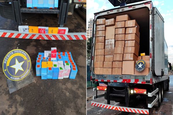 Imagem referente a notícia: Caminhão frigorífico é flagrado com mais de 2 mil celulares descaminhados no oeste do Paraná