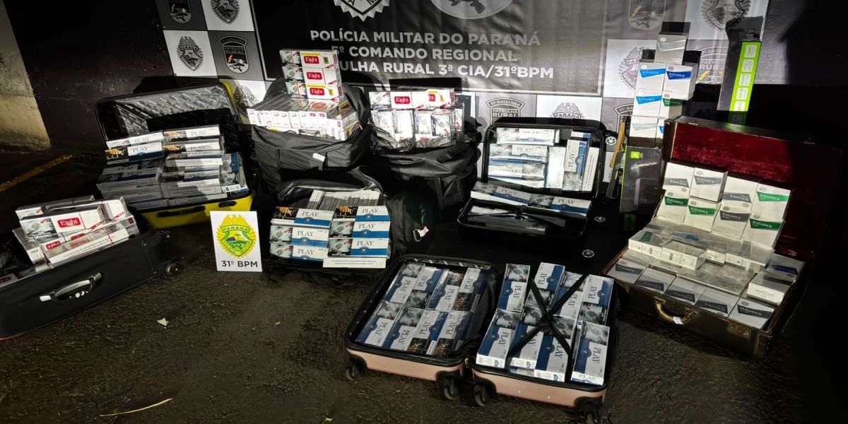 Contrabando em rota: Patrulha Rural apreende cigarros e eletrônicos em Corbélia