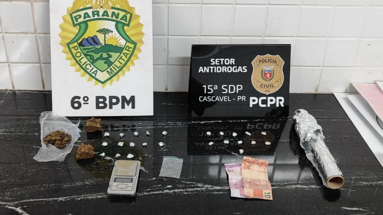 Operações com Cães da PM e GDE localizam drogas escondidas em casa no bairro Interlagos em Cascavel