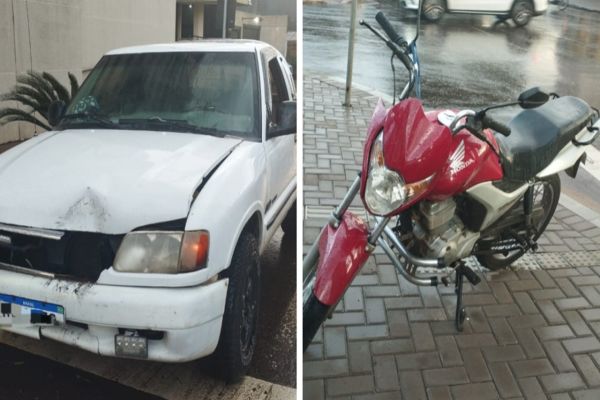 Colisão entre caminhonete e moto deixa motociclista ferido no Centro de Cascavel